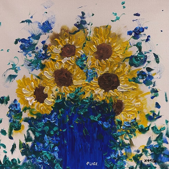 Other - SIGNED ORIGINAL ACRYLIC SUNFLOWER PAINTING “PEACE”